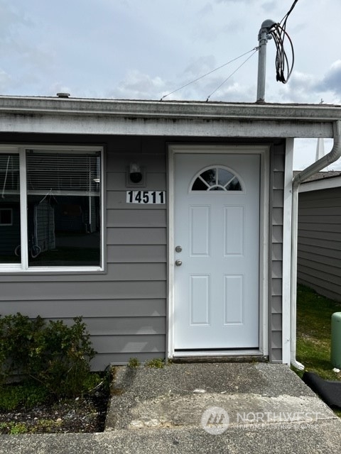 a view of a door of the house