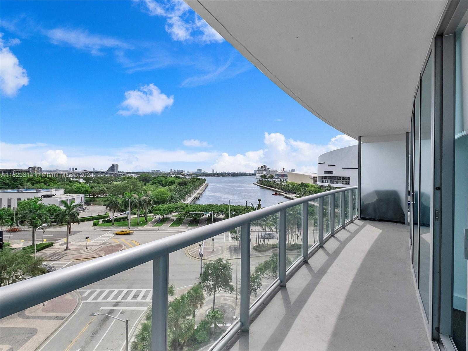 a view of a balcony with city view