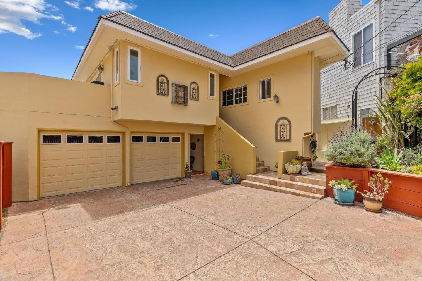 a front view of a house with entryway