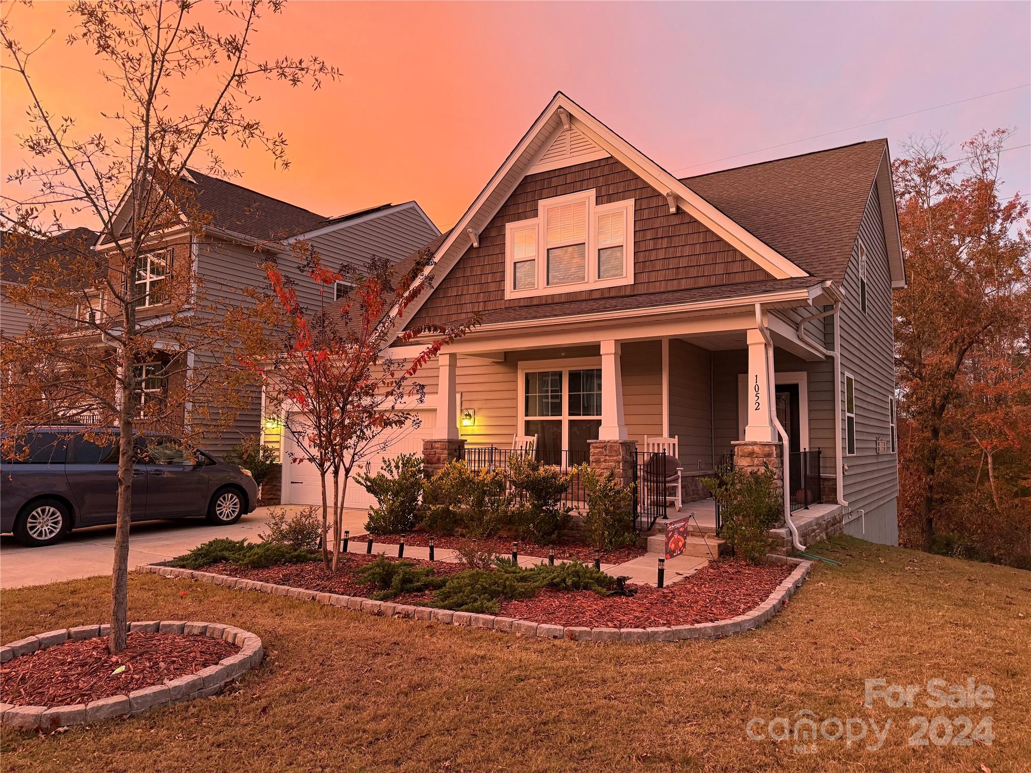 a front view of a house with entertaining space