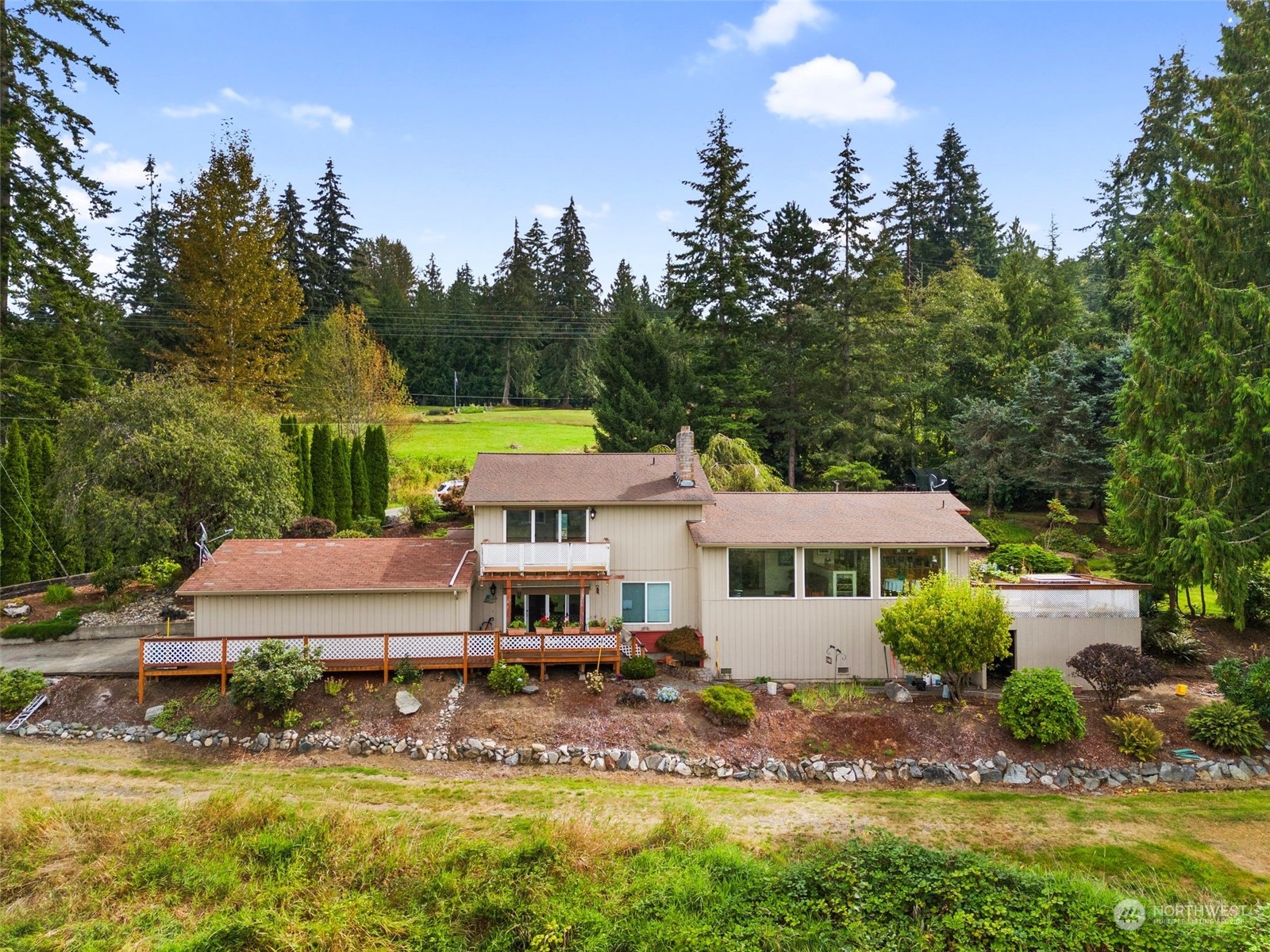 an aerial view of a house