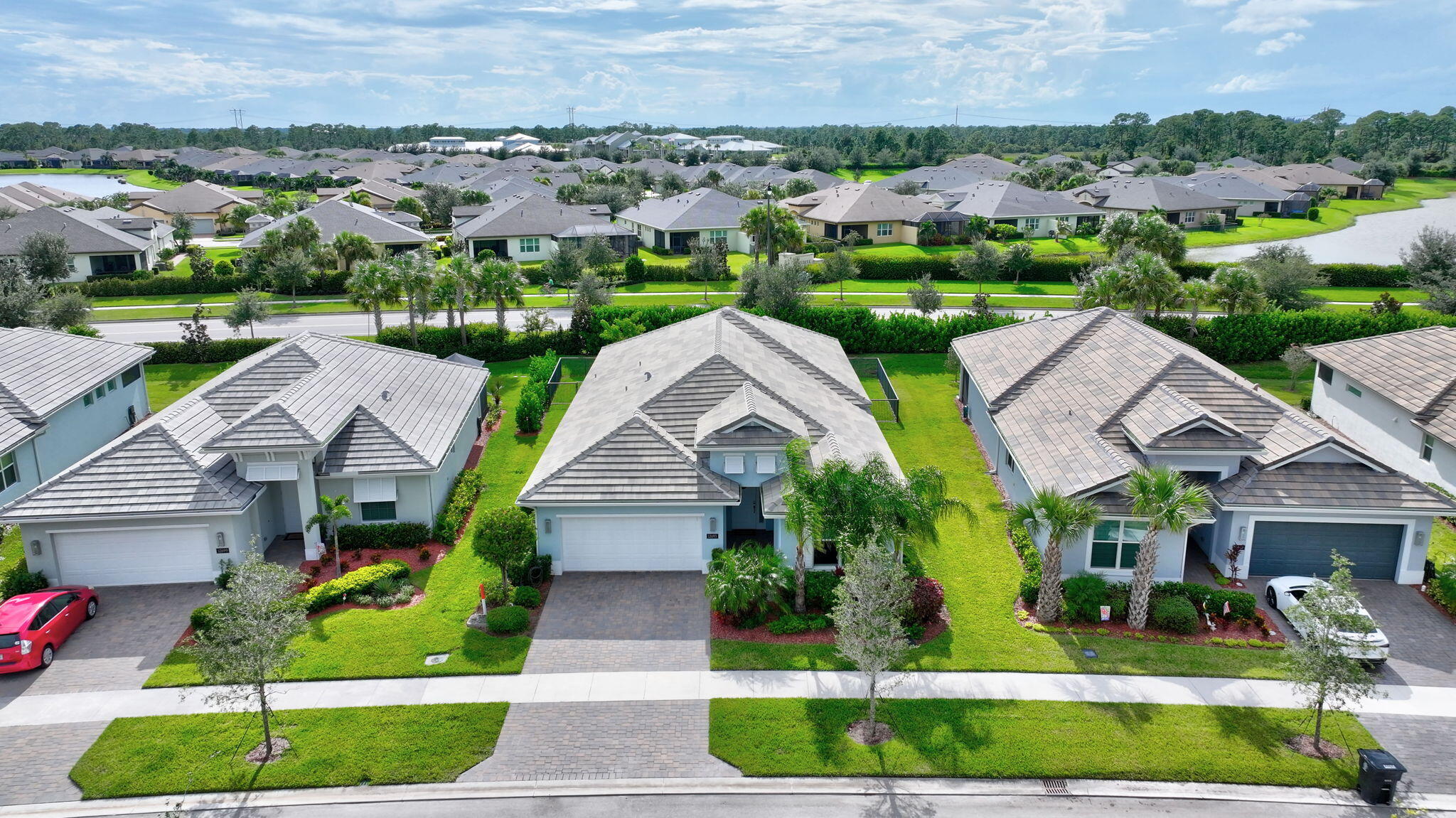 an aerial view of multiple houses