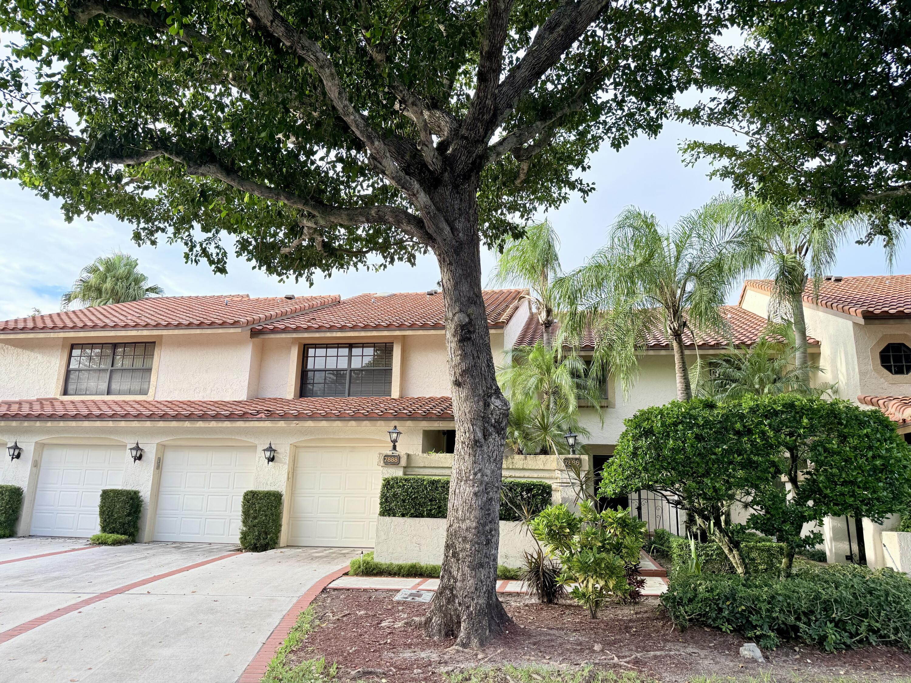 front view of a house with a tree