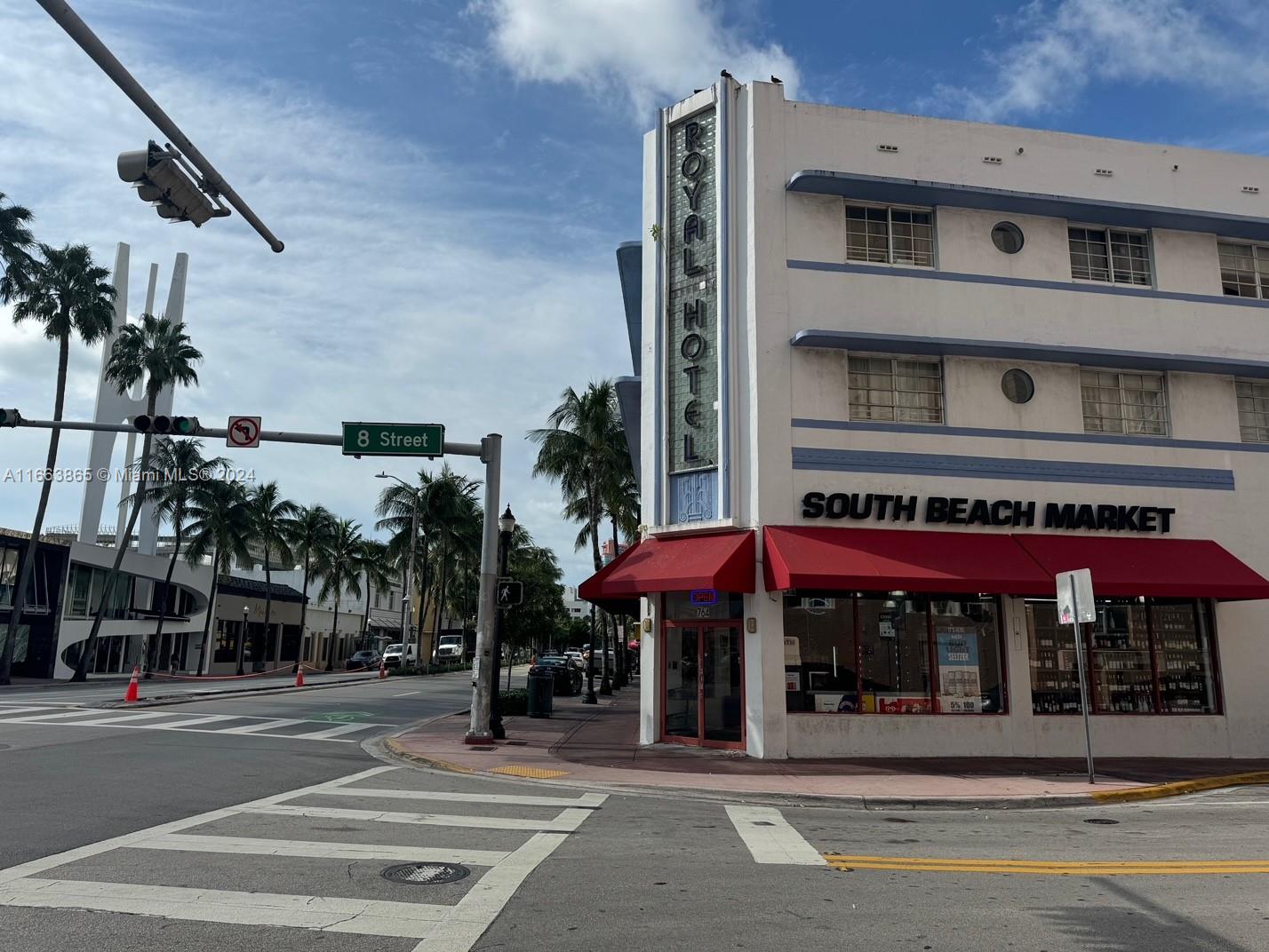 a view of a building with a street