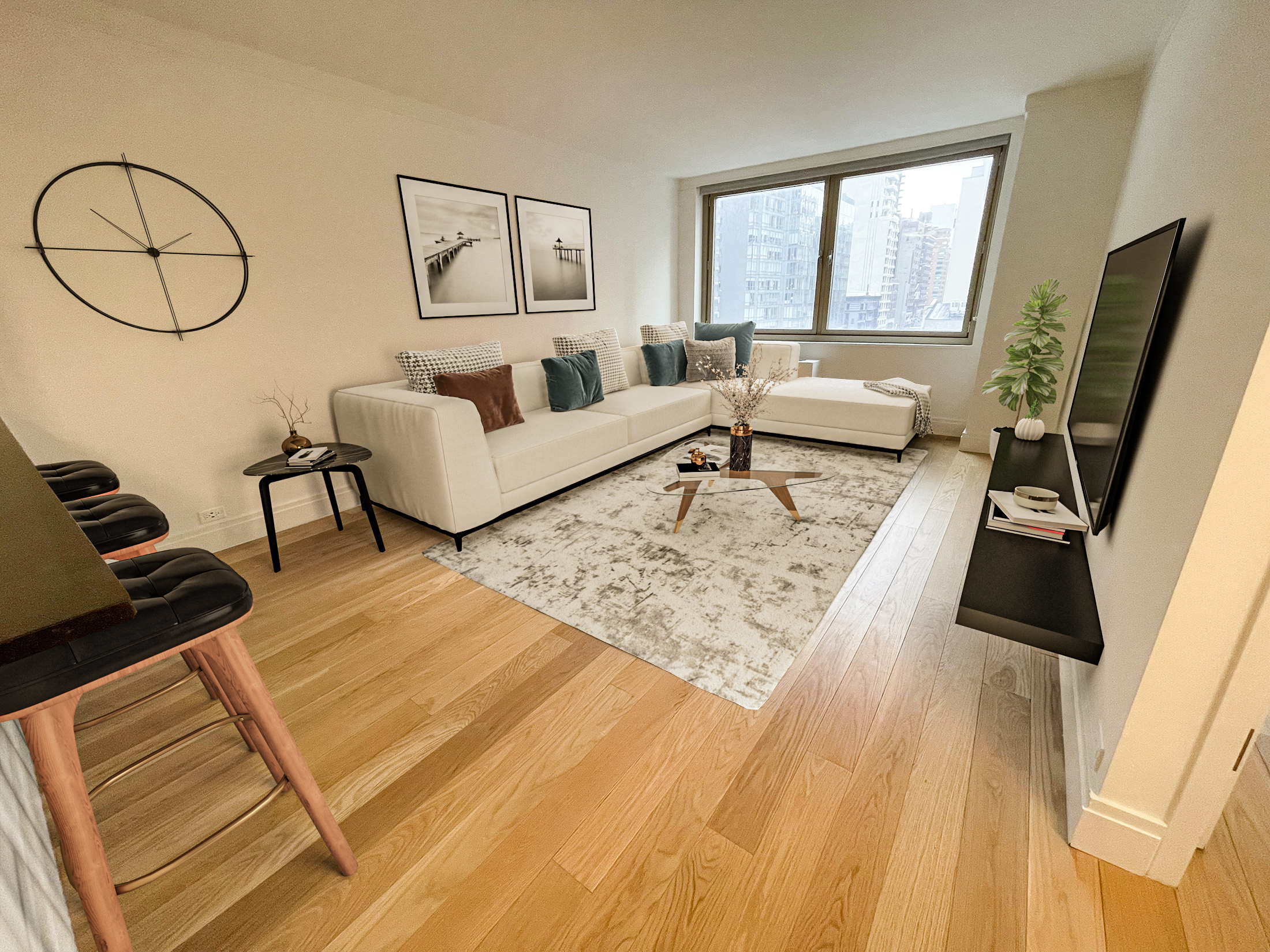 a living room with furniture and a flat screen tv