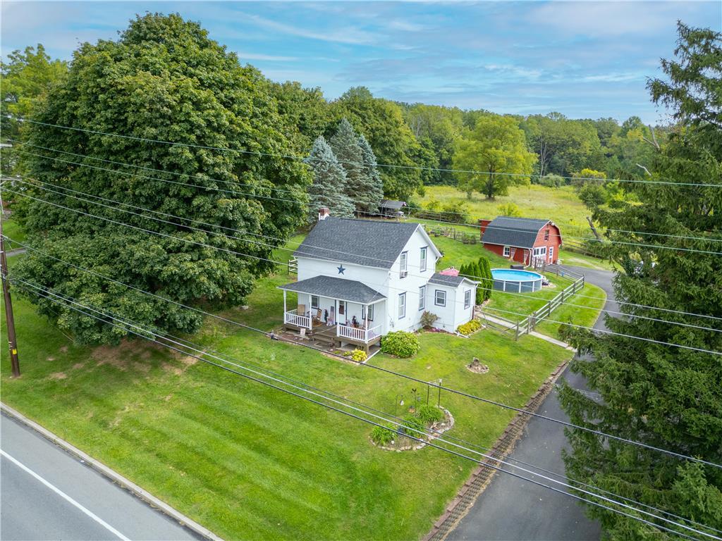 an aerial view of a house