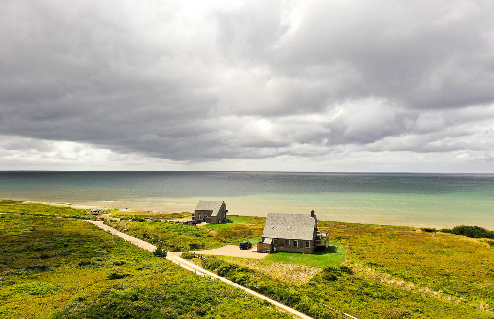 a view of a ocean and beach