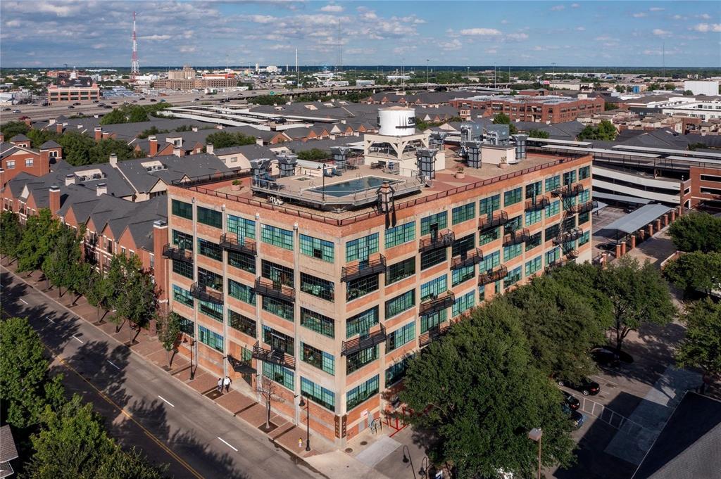 an aerial view of a building