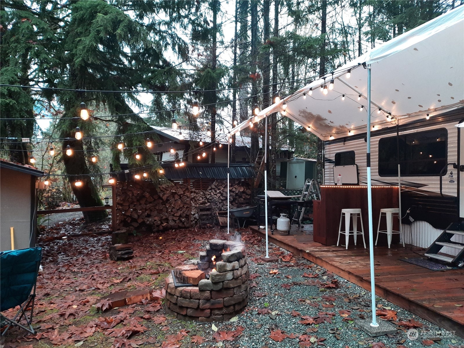 a view of a chairs and tables in the patio