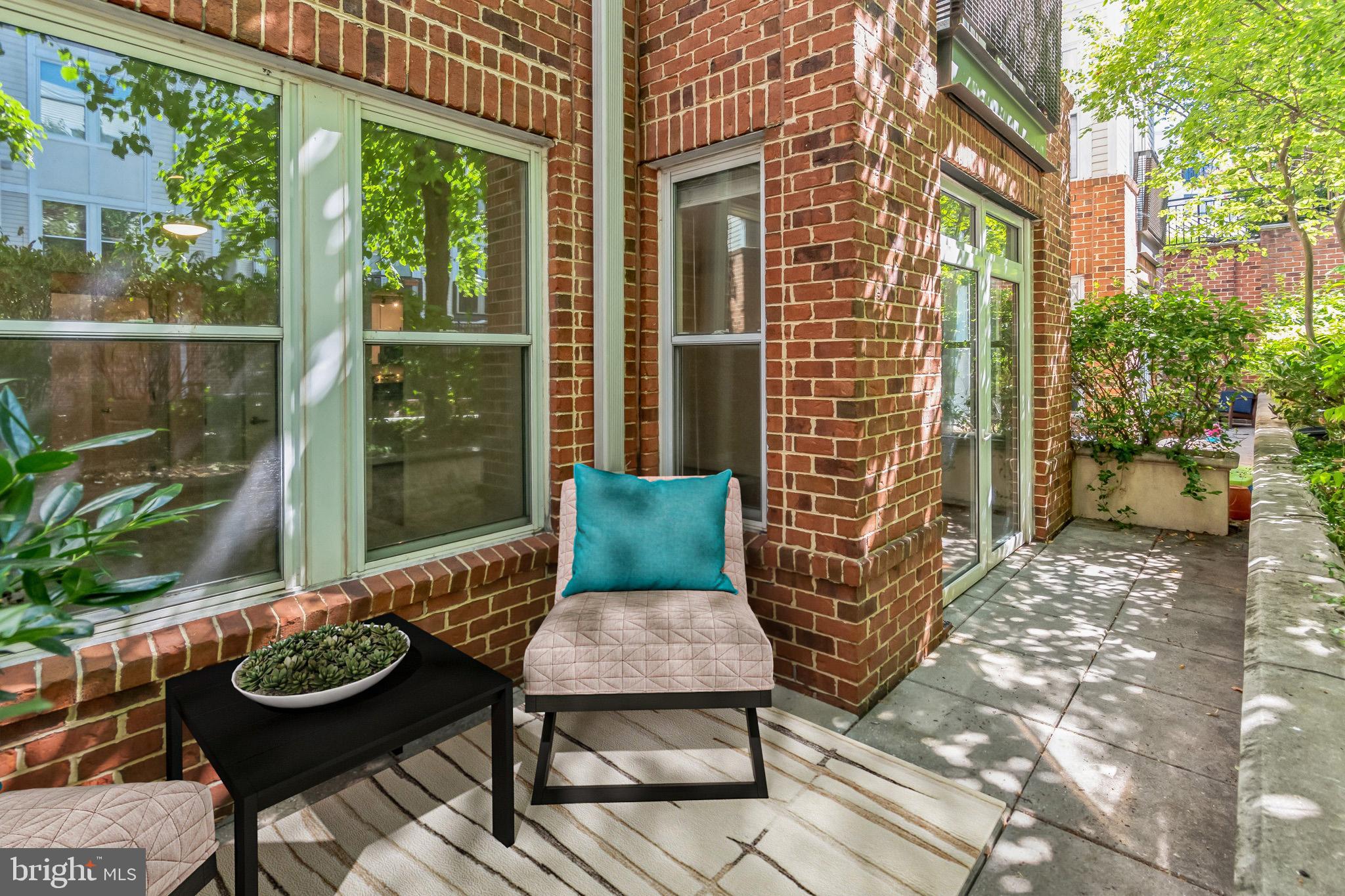 a view of a outdoor seating area