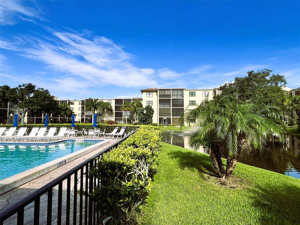 a view of swimming pool from a patio