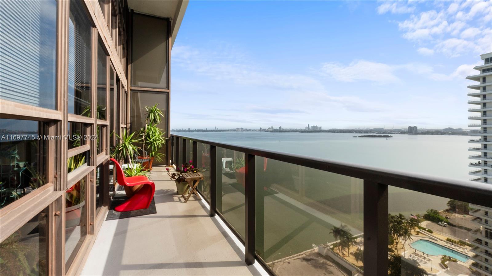 a view of ocean from a balcony