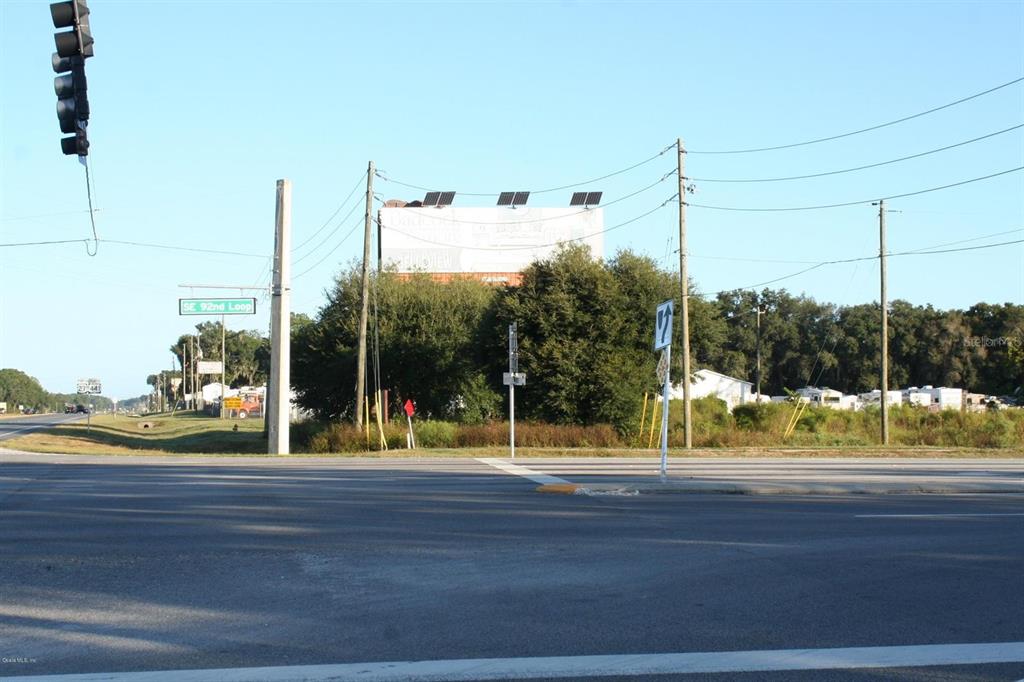 a view of a road with a play ground