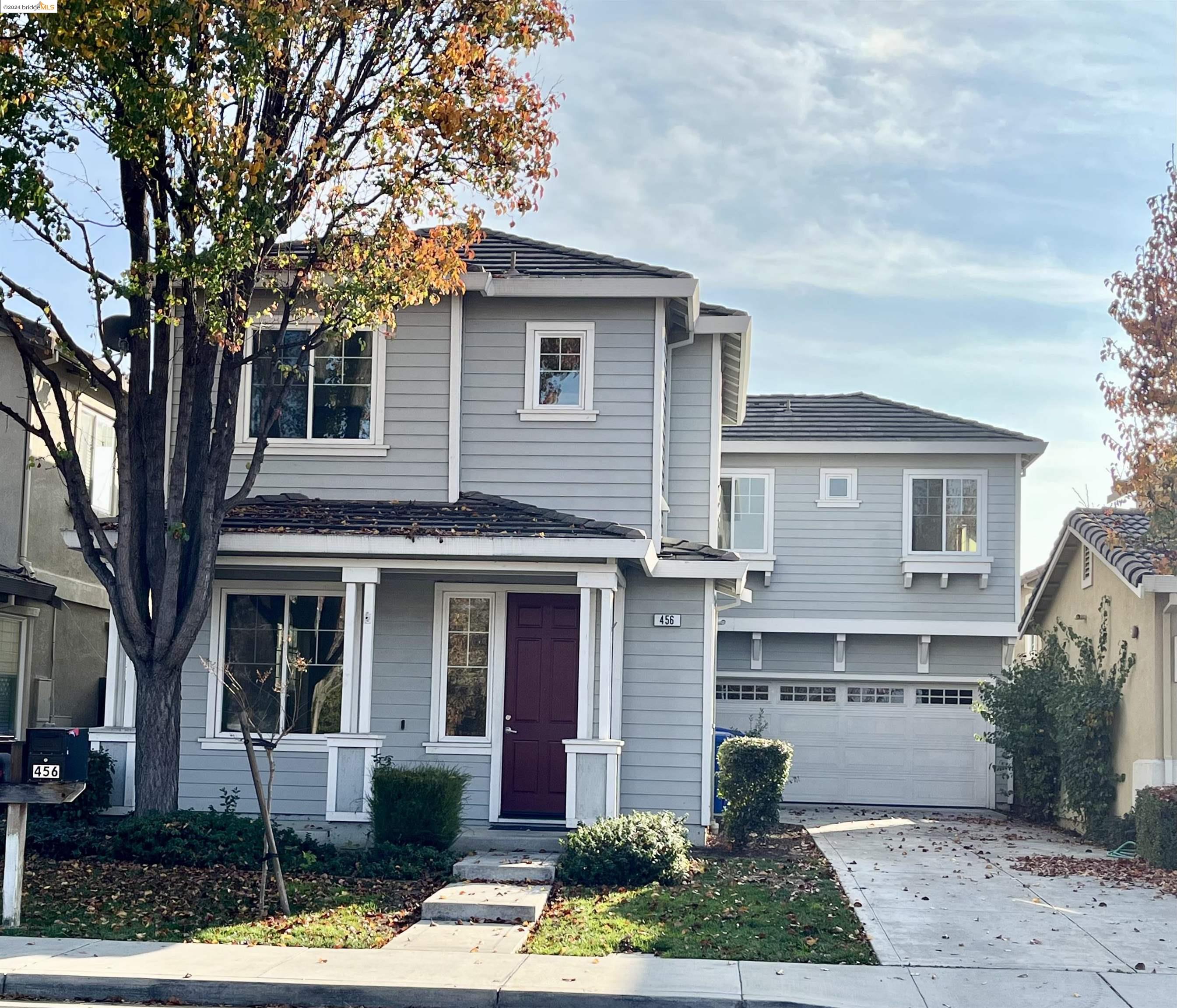 front view of a house with a yard