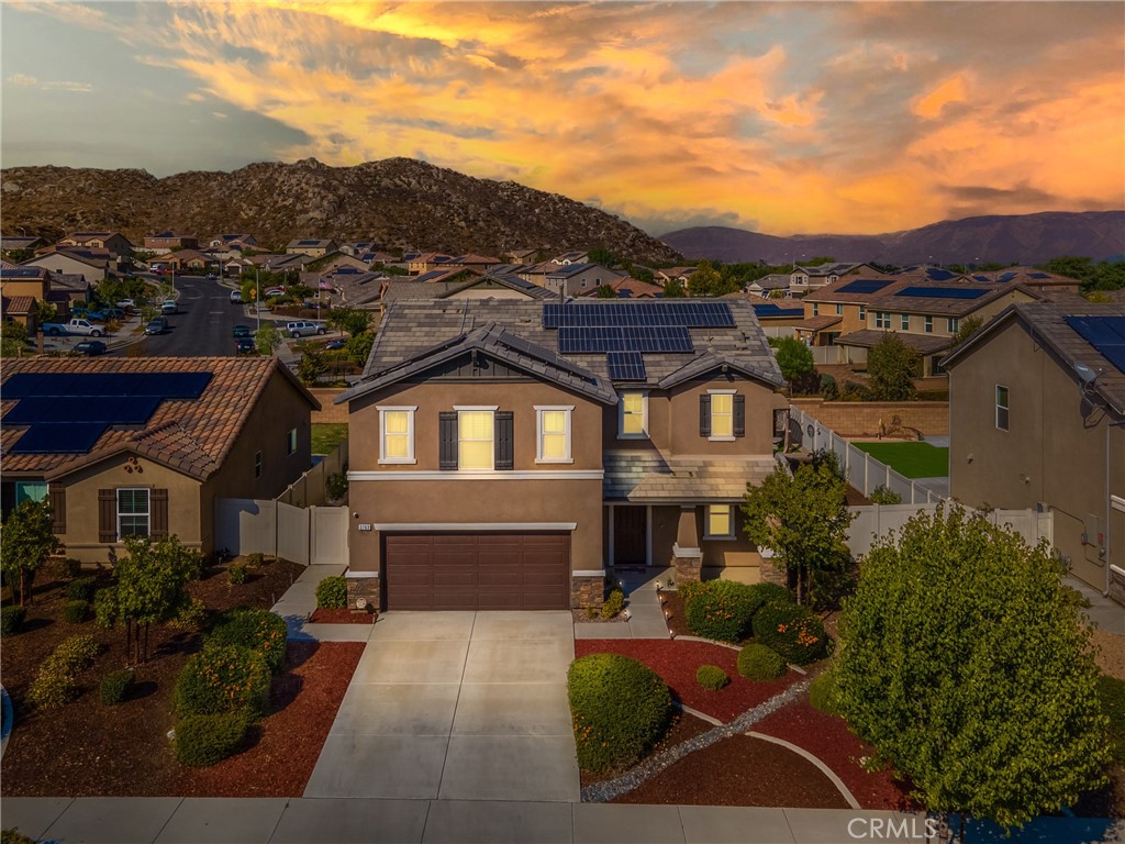 an aerial view of a house