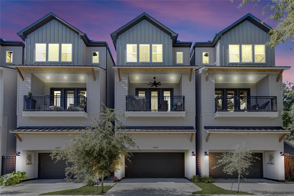 a front view of multiple houses