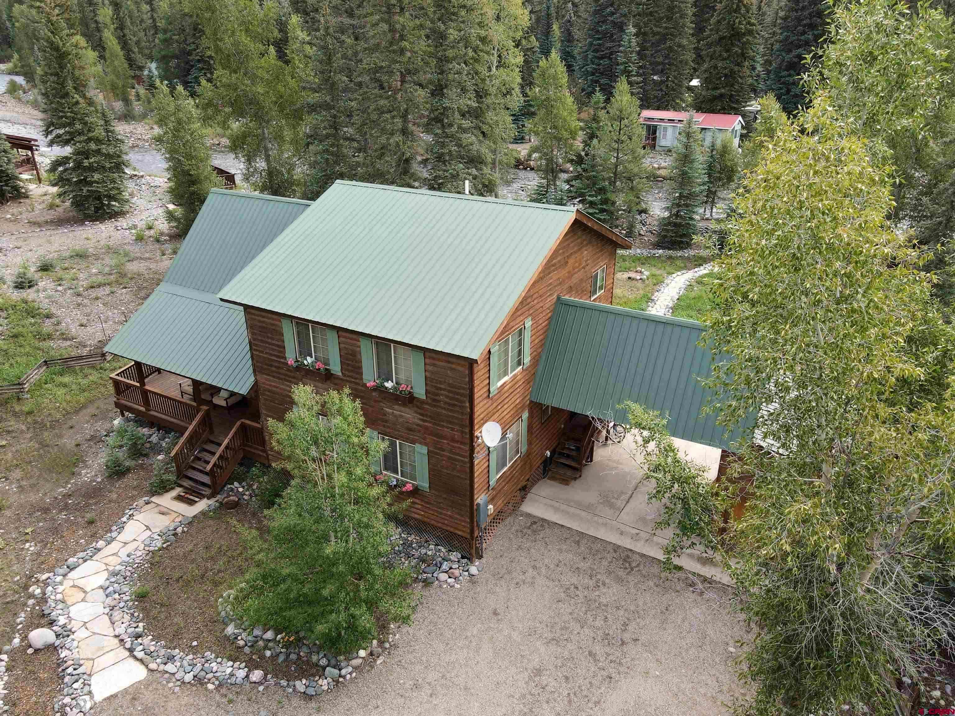 an aerial view of a house