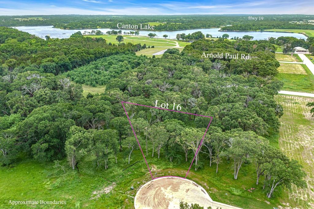 a view of a city with lush green forest