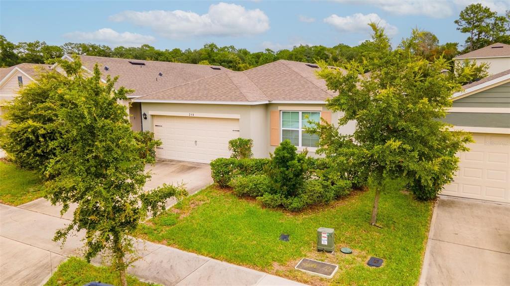 an aerial view of a house