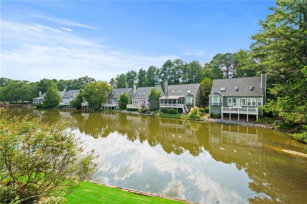 a view of a lake with houses