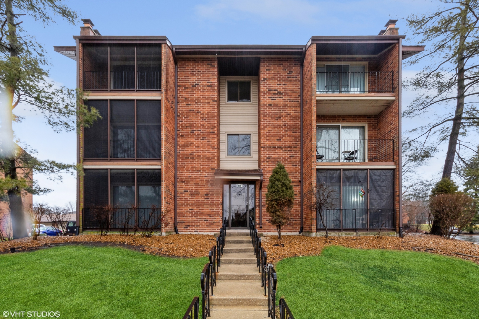 front view of a brick house