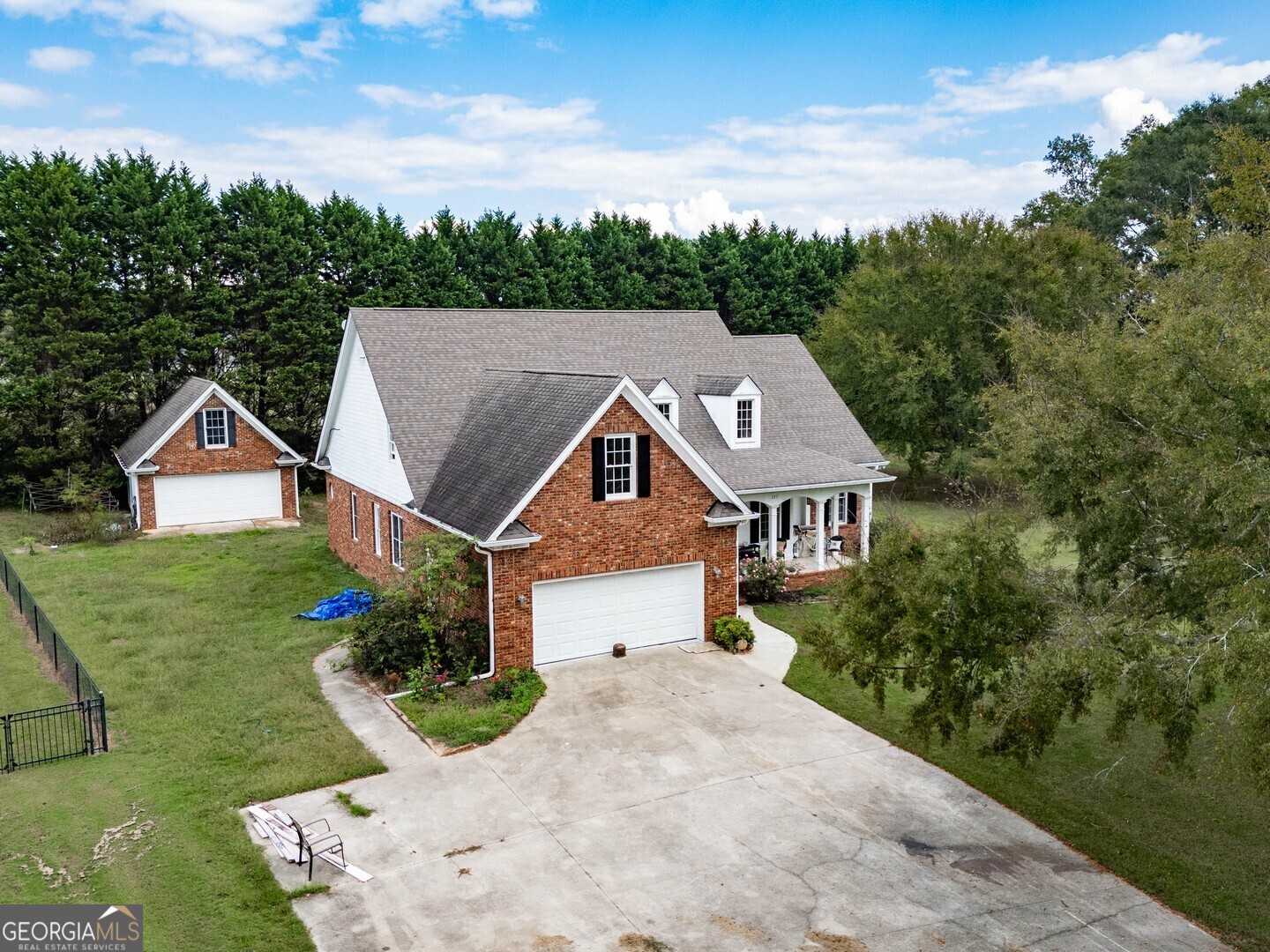 an aerial view of a house