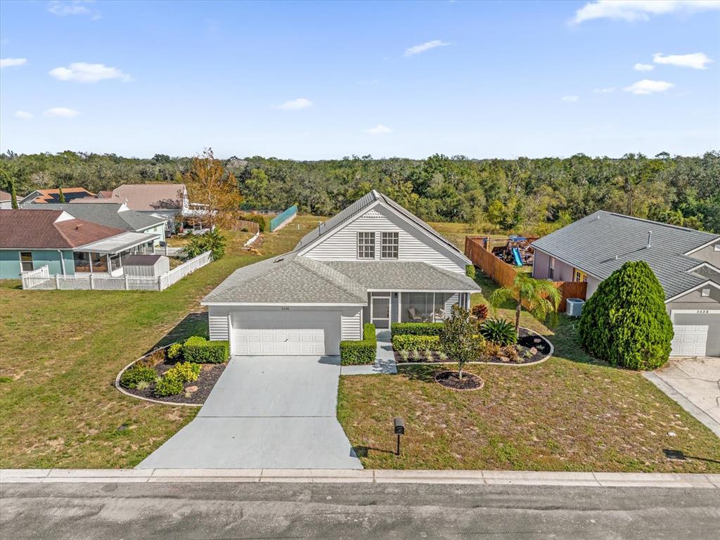 an aerial view of a house