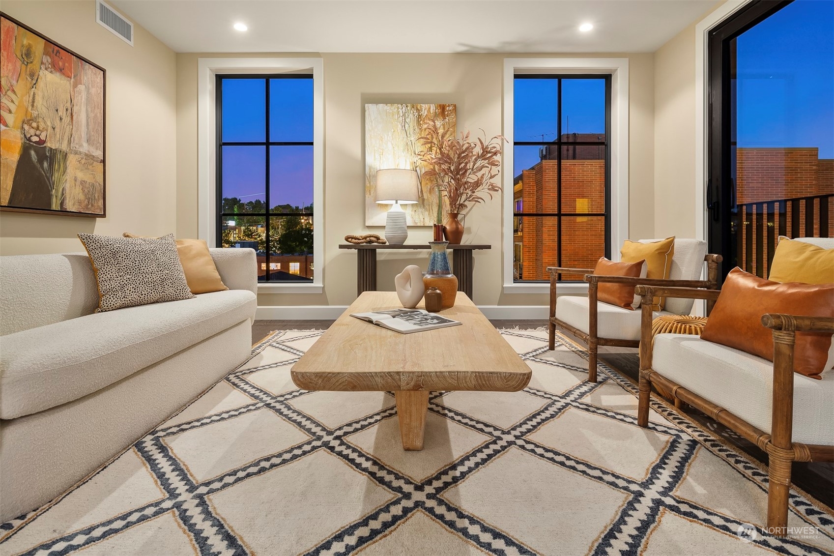 a living room with furniture