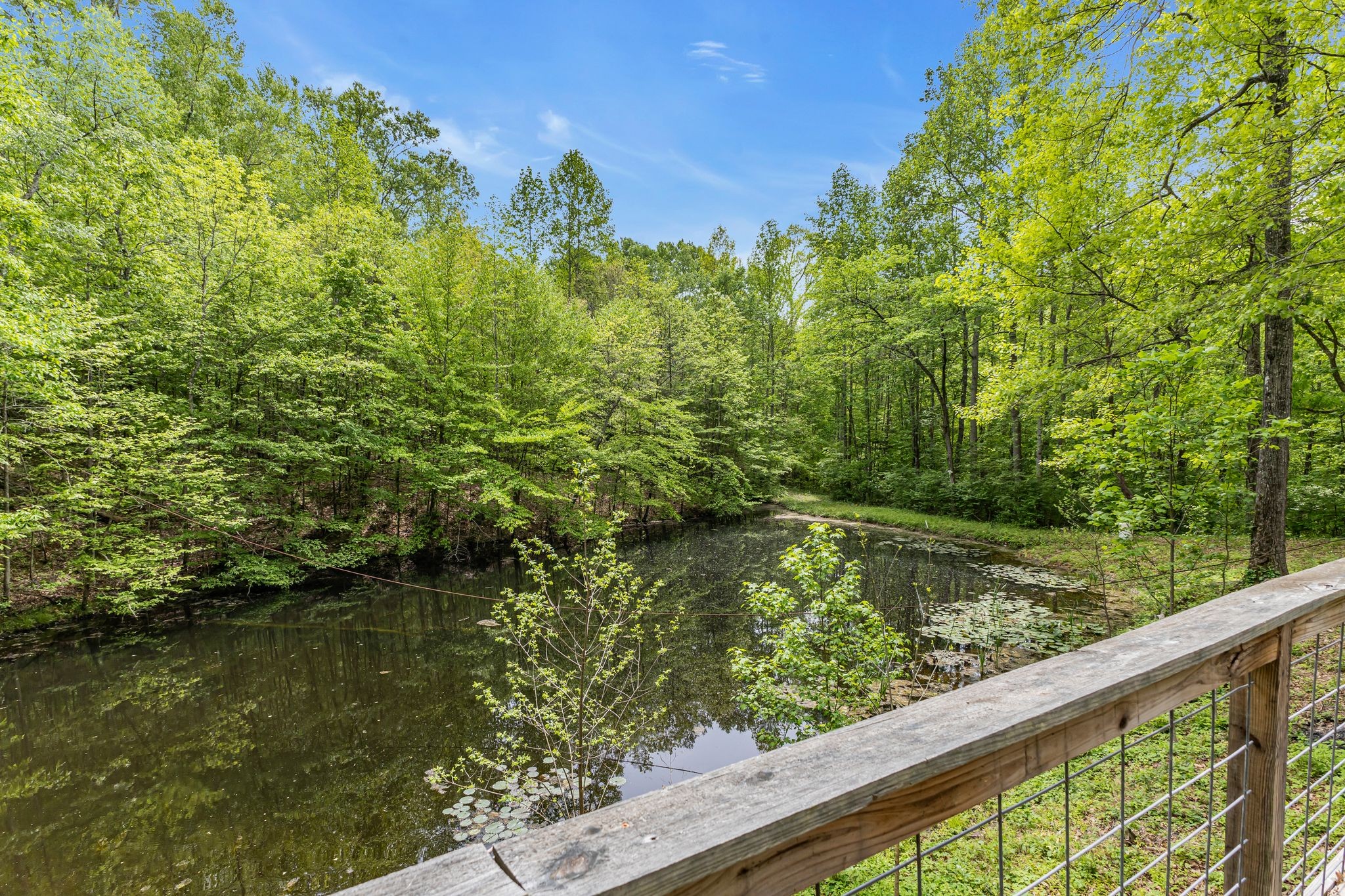 a view of a lake from a balcony