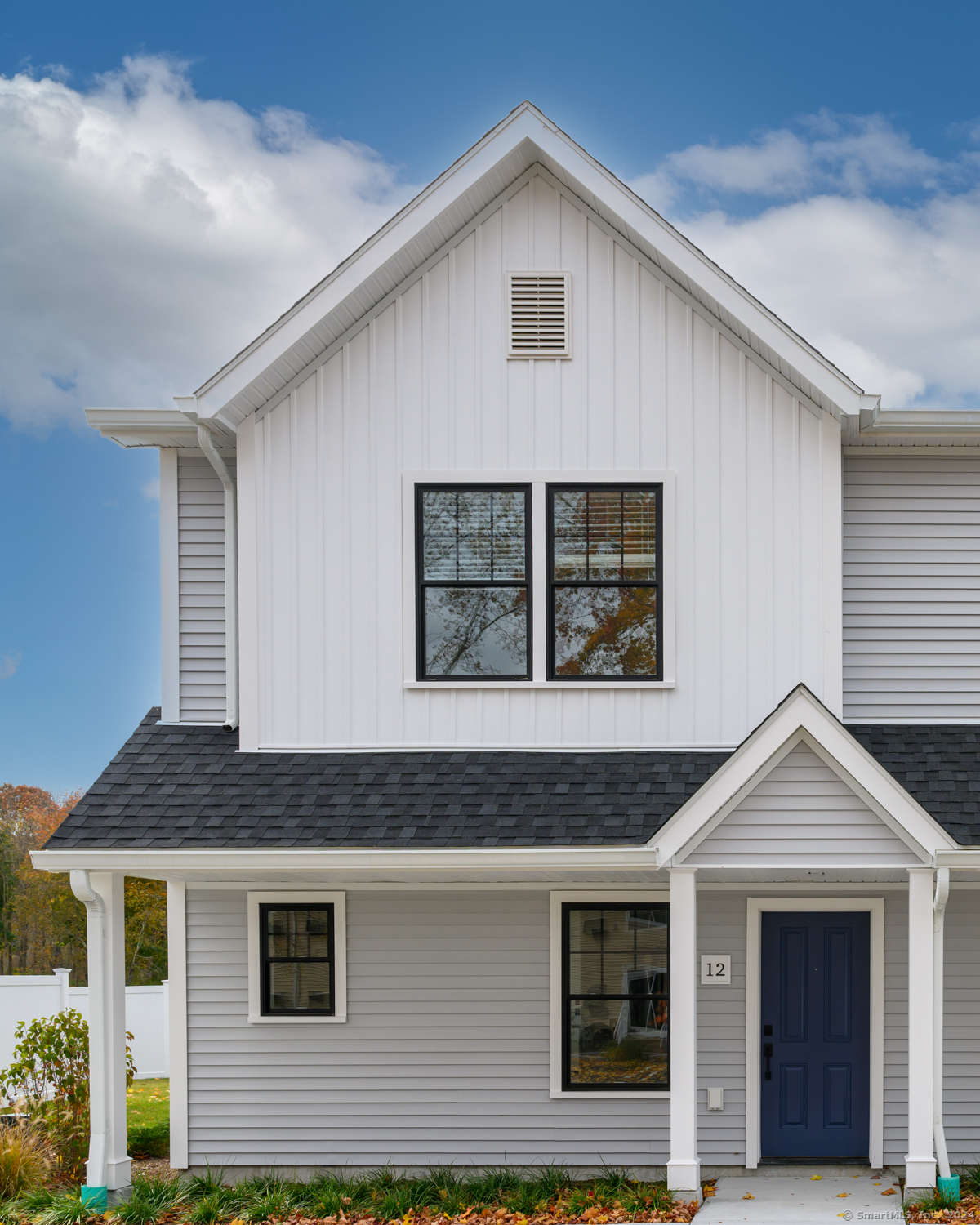 a front view of a house with windows