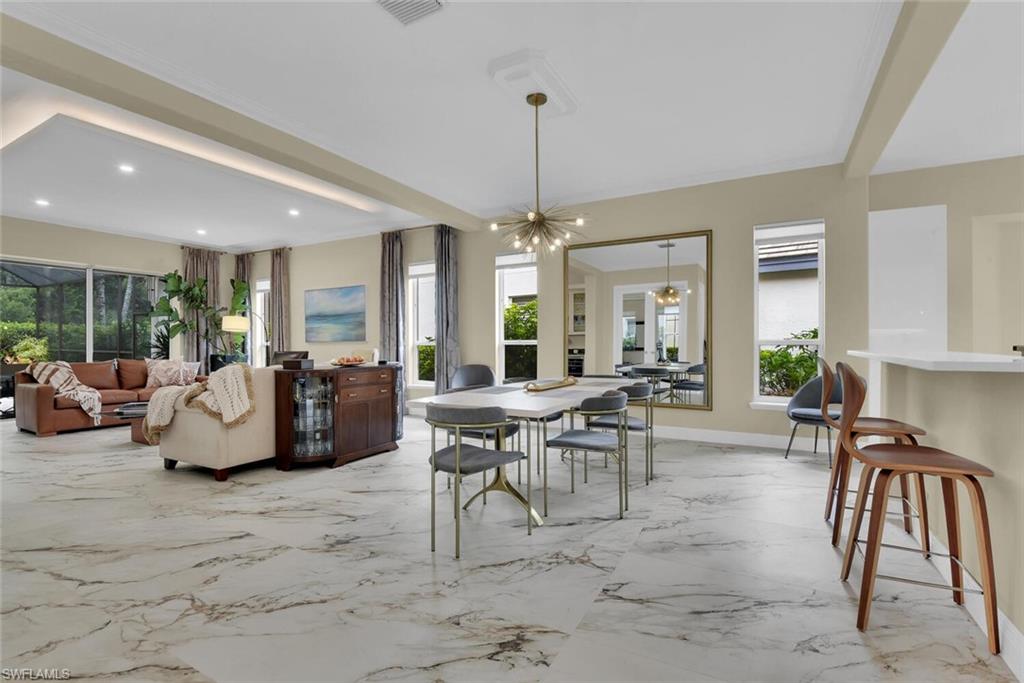 a view of a livingroom with furniture and a table