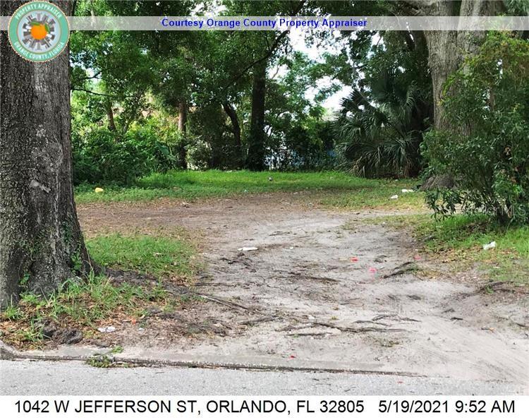 a view of a yard with a tree