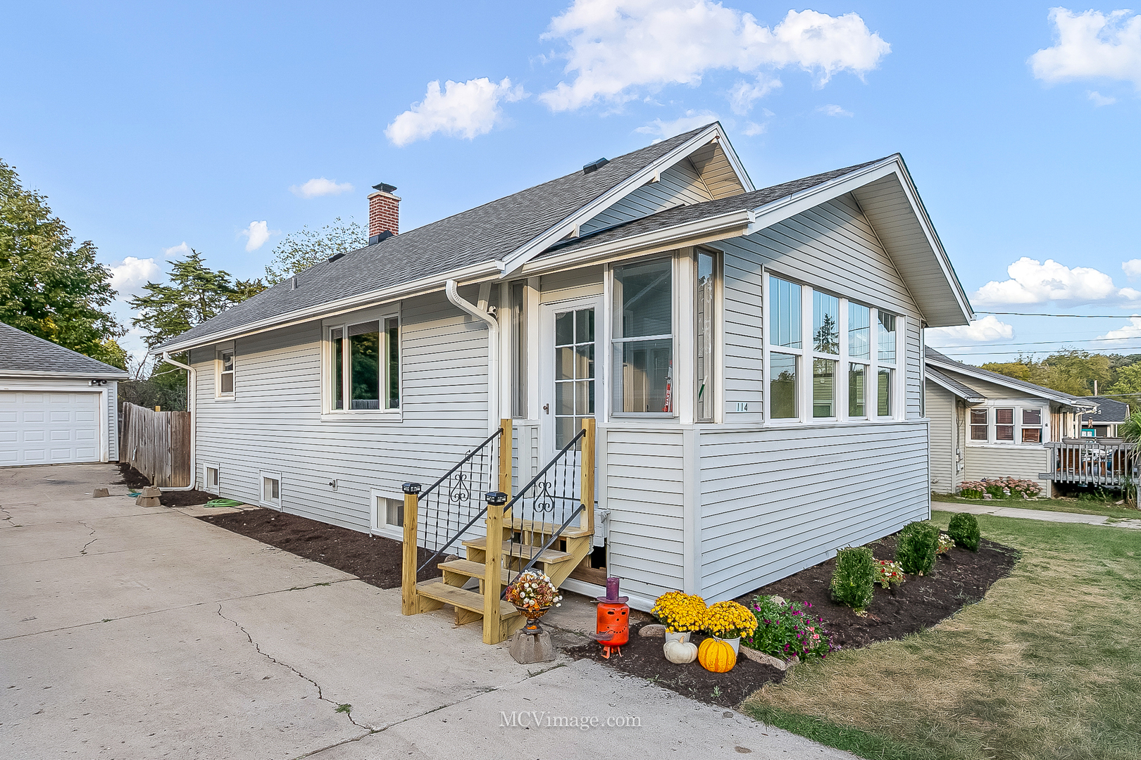 a view of a house with a patio