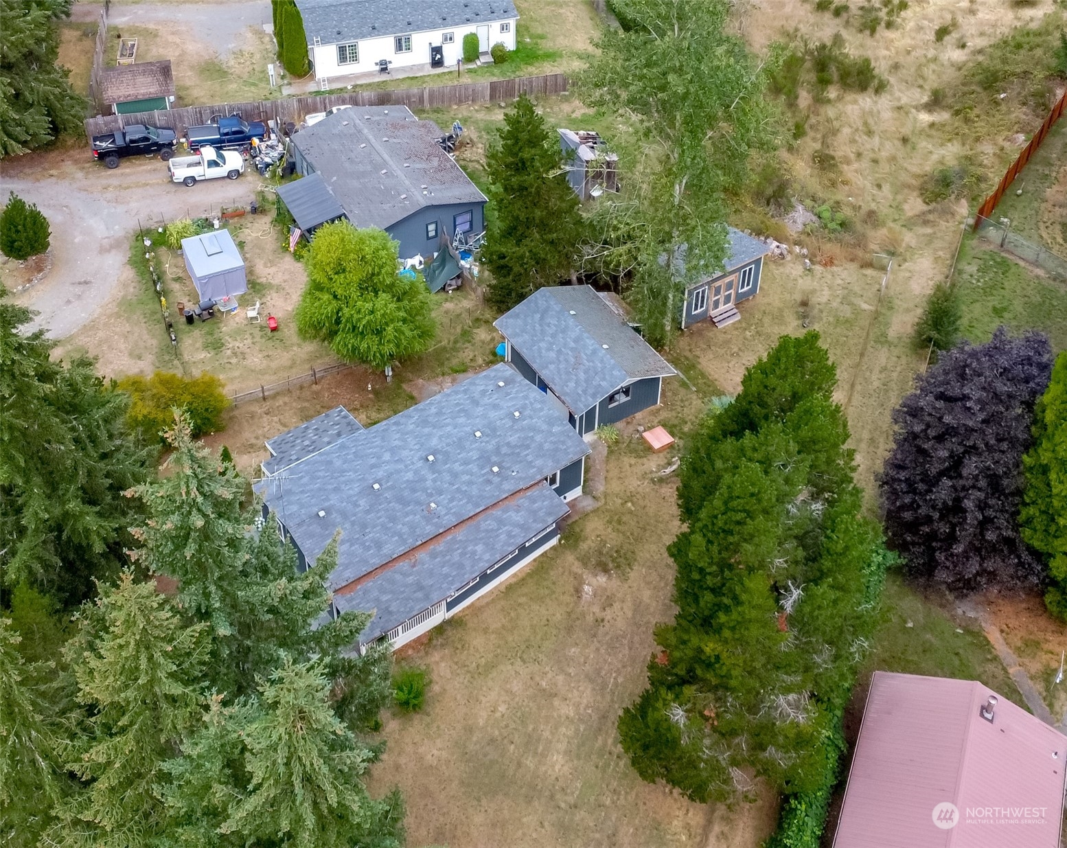 an aerial view of a house