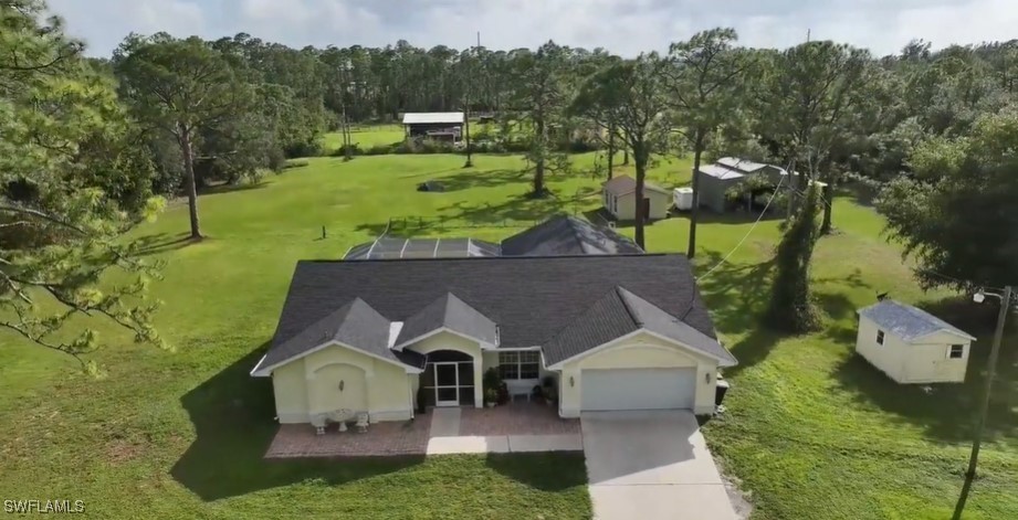 an aerial view of a house