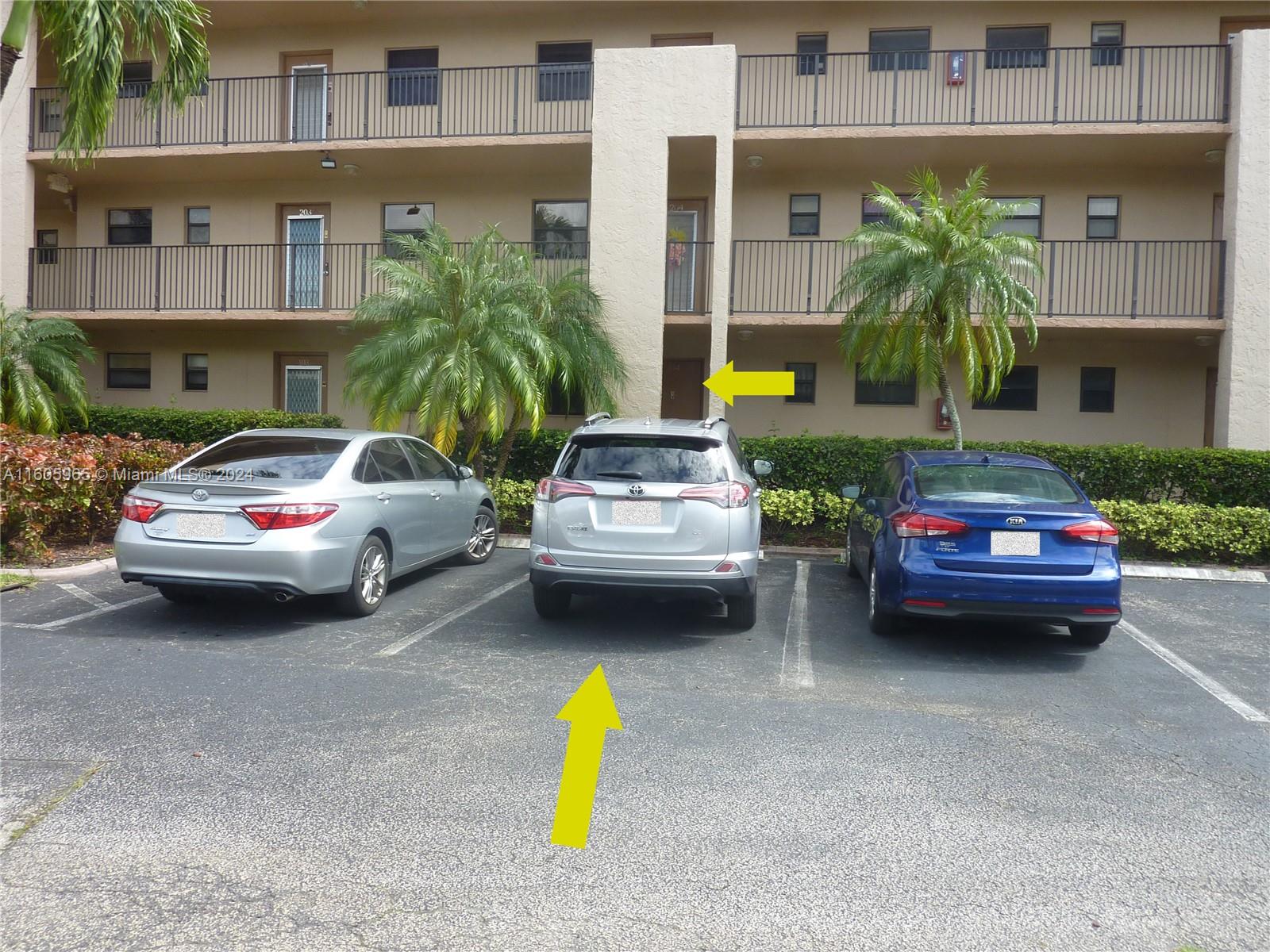 a car parked in front of a building