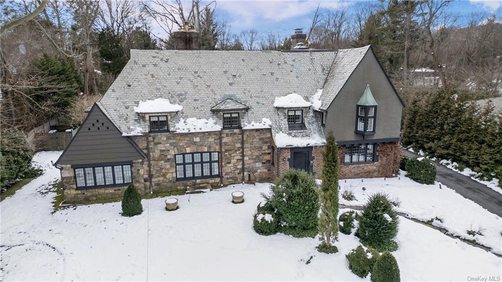 an aerial view of a house