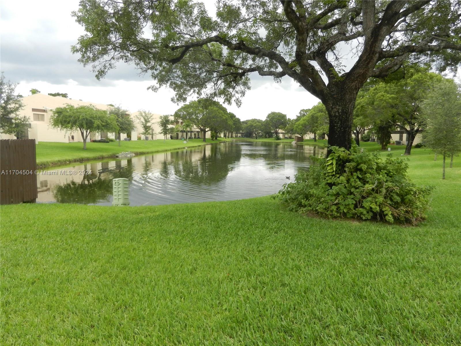 a view of a lake view with a garden