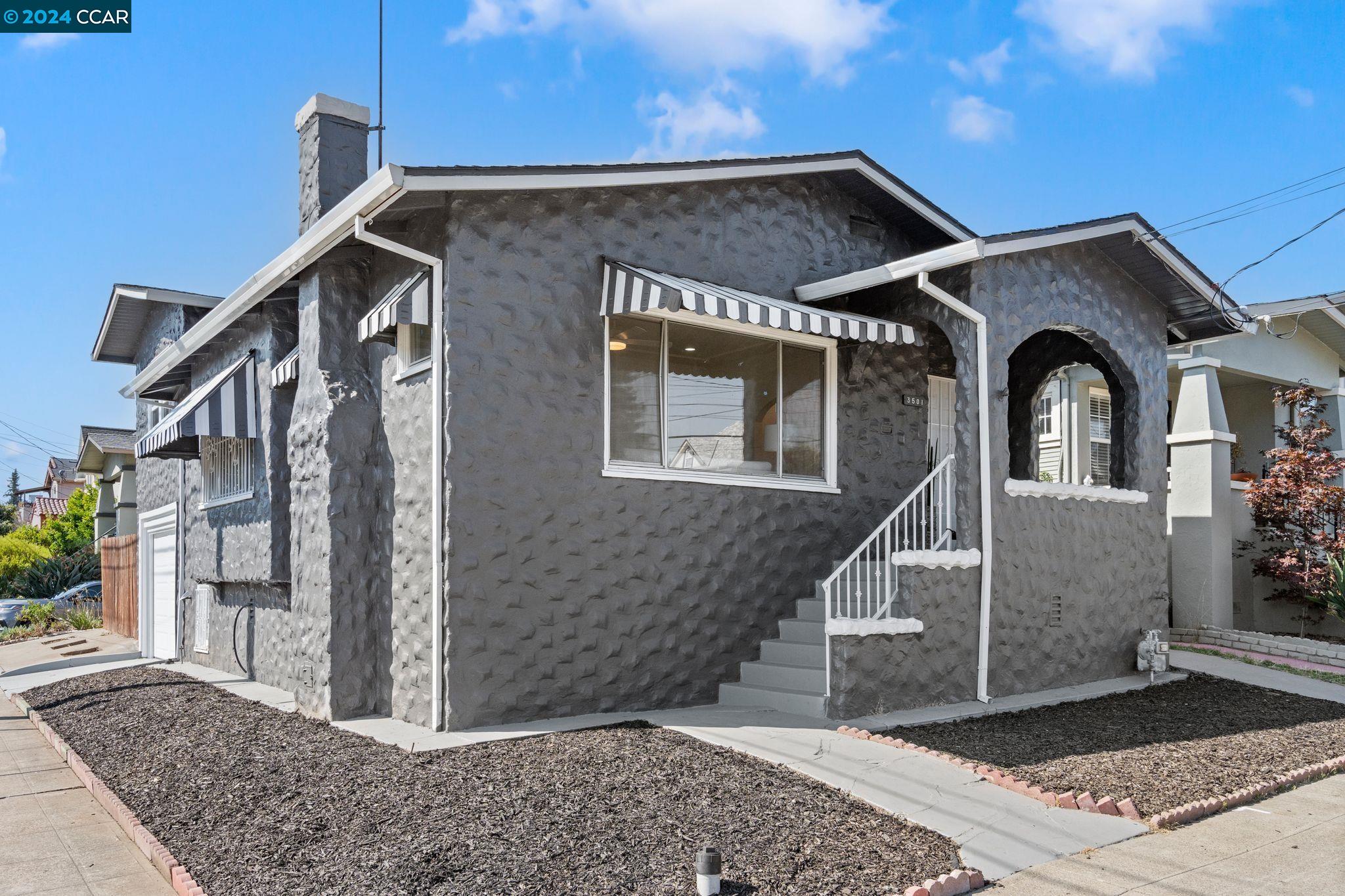 a front view of a house with windows