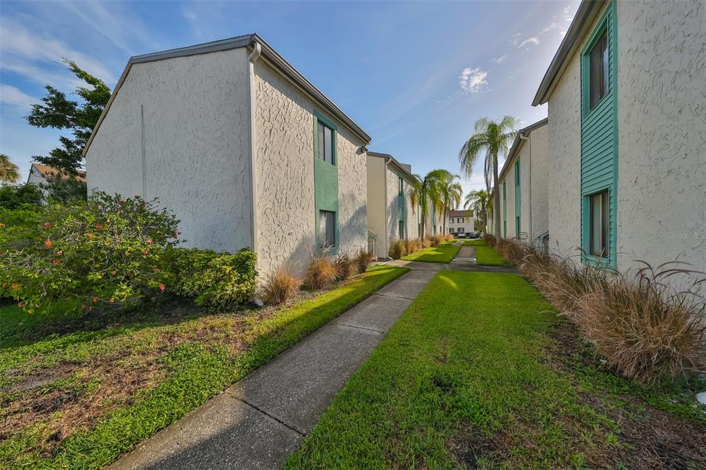 a view of back yard of the house