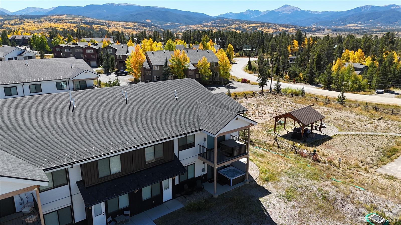 an aerial view of multiple house