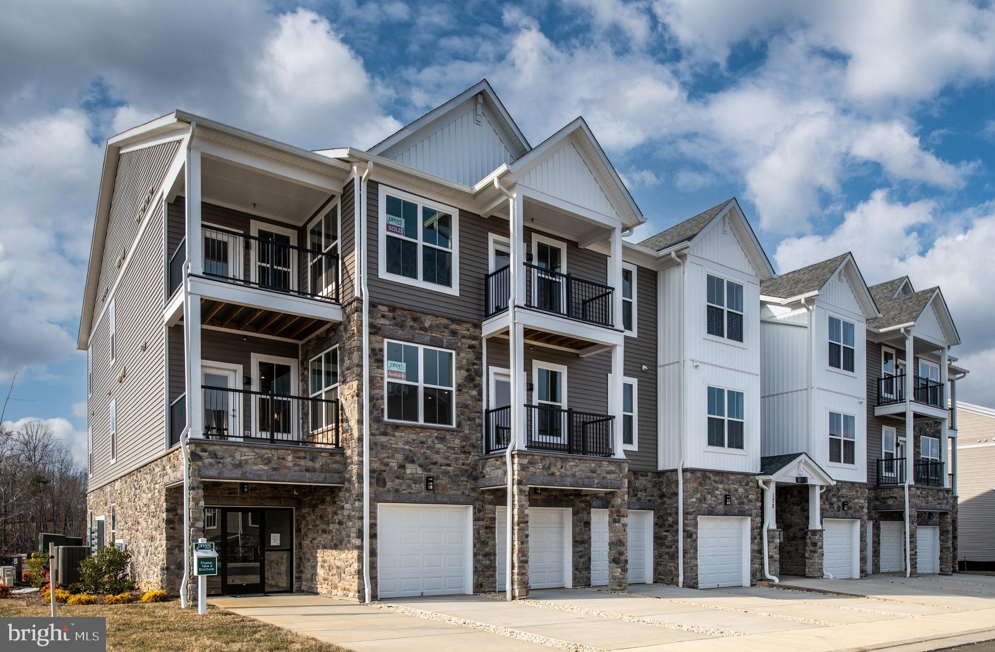 a front view of a multi story building