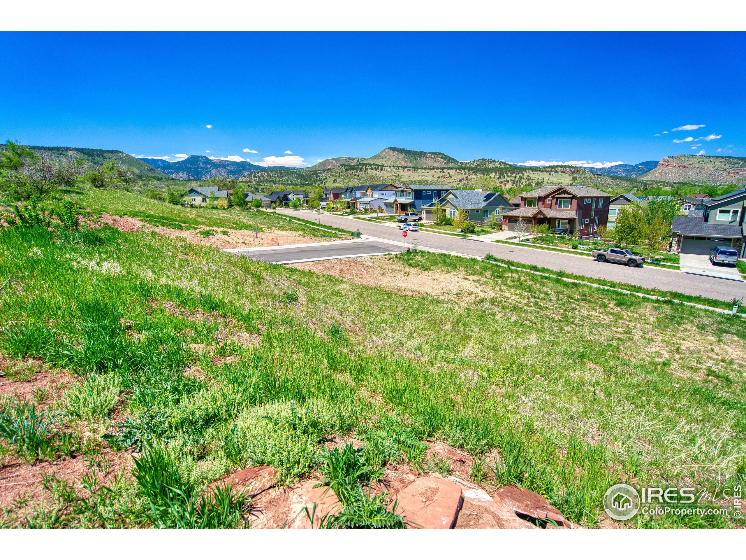 a view of an outdoor space with mountain view