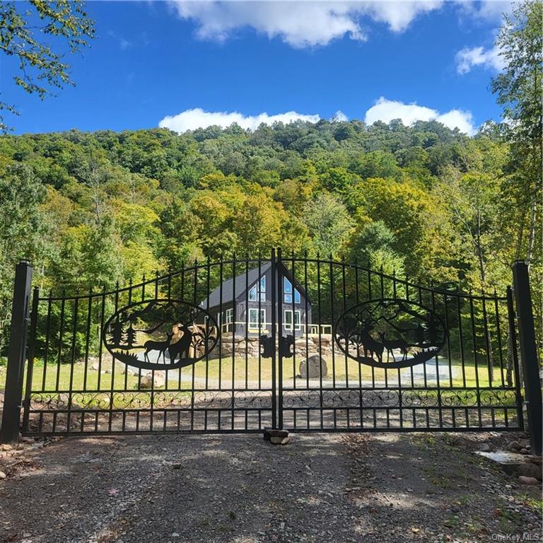 a view of a wrought iron fences