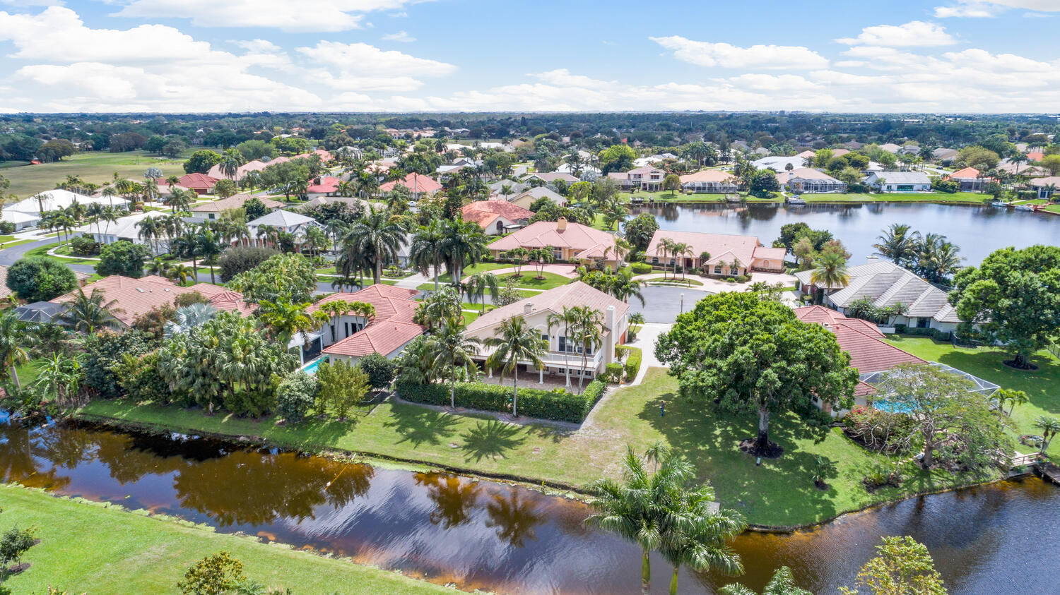 a view of a lake with a city