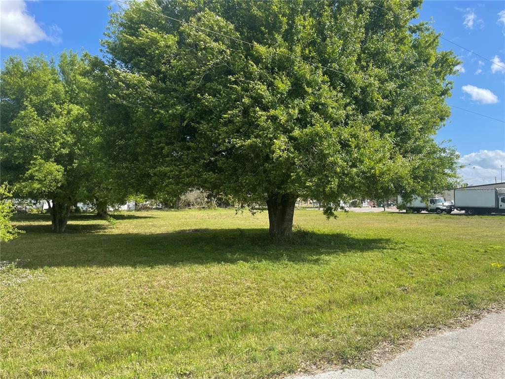 a view of yard with swimming pool and trees