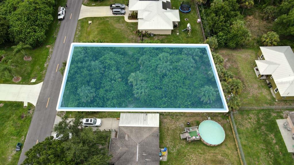 an aerial view of a house