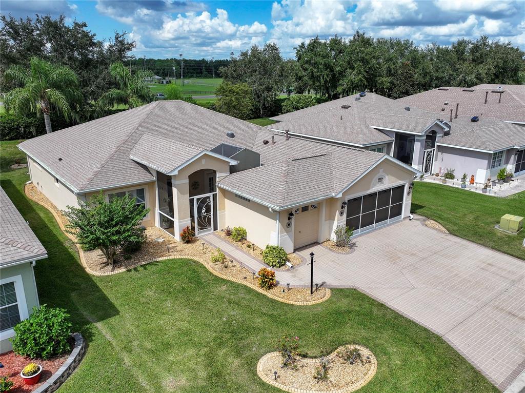 an aerial view of a house