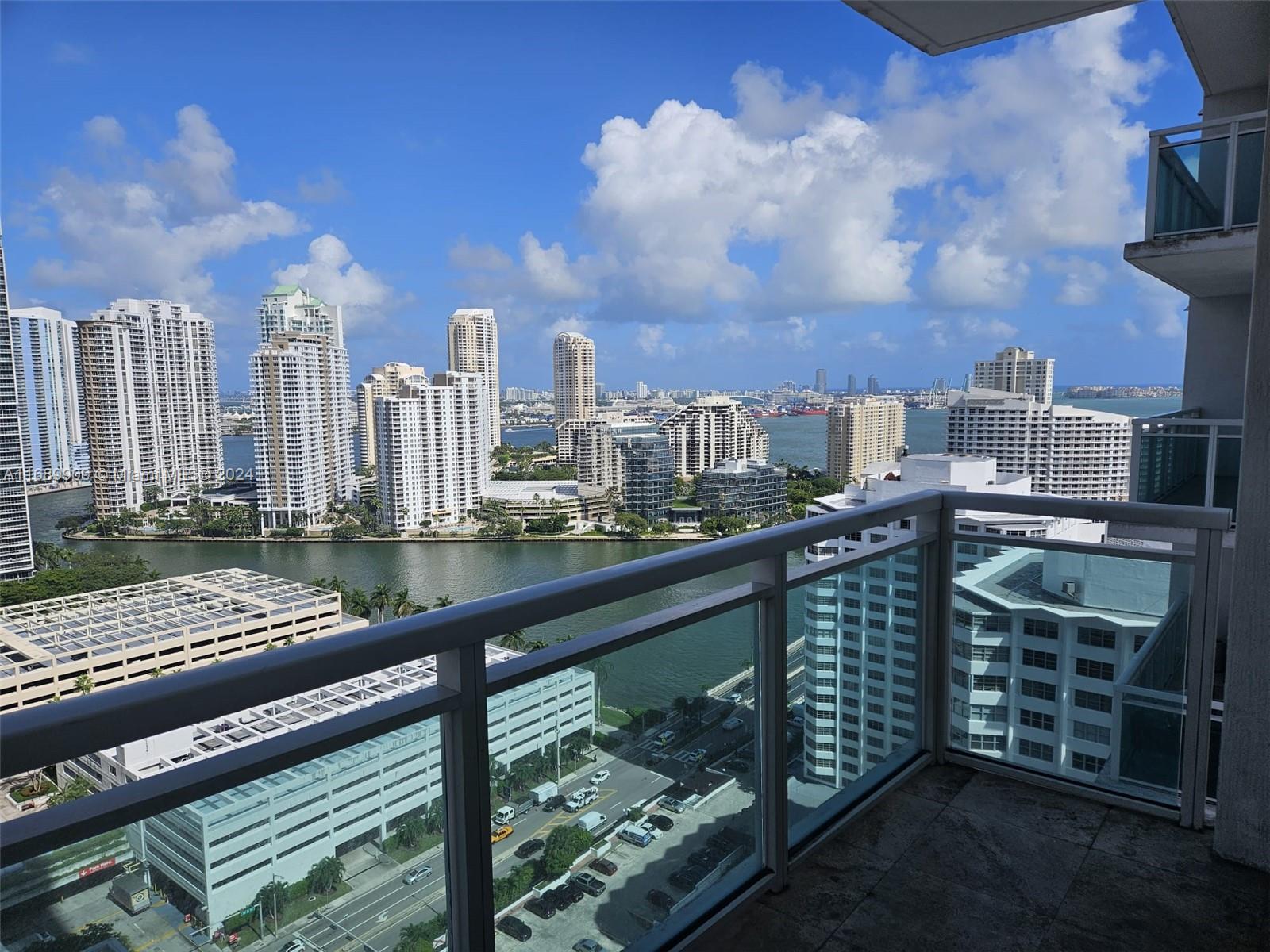 a balcony with city view