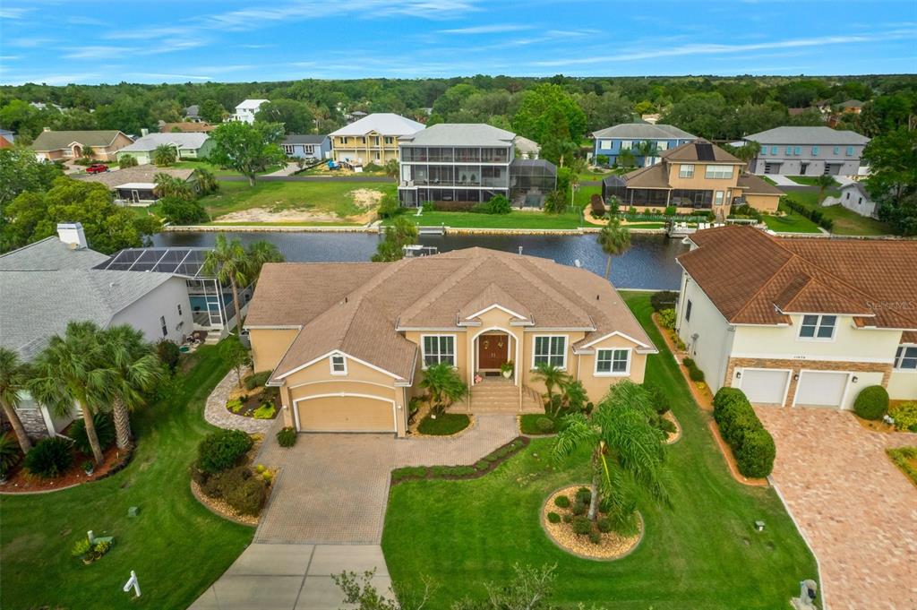 an aerial view of a house